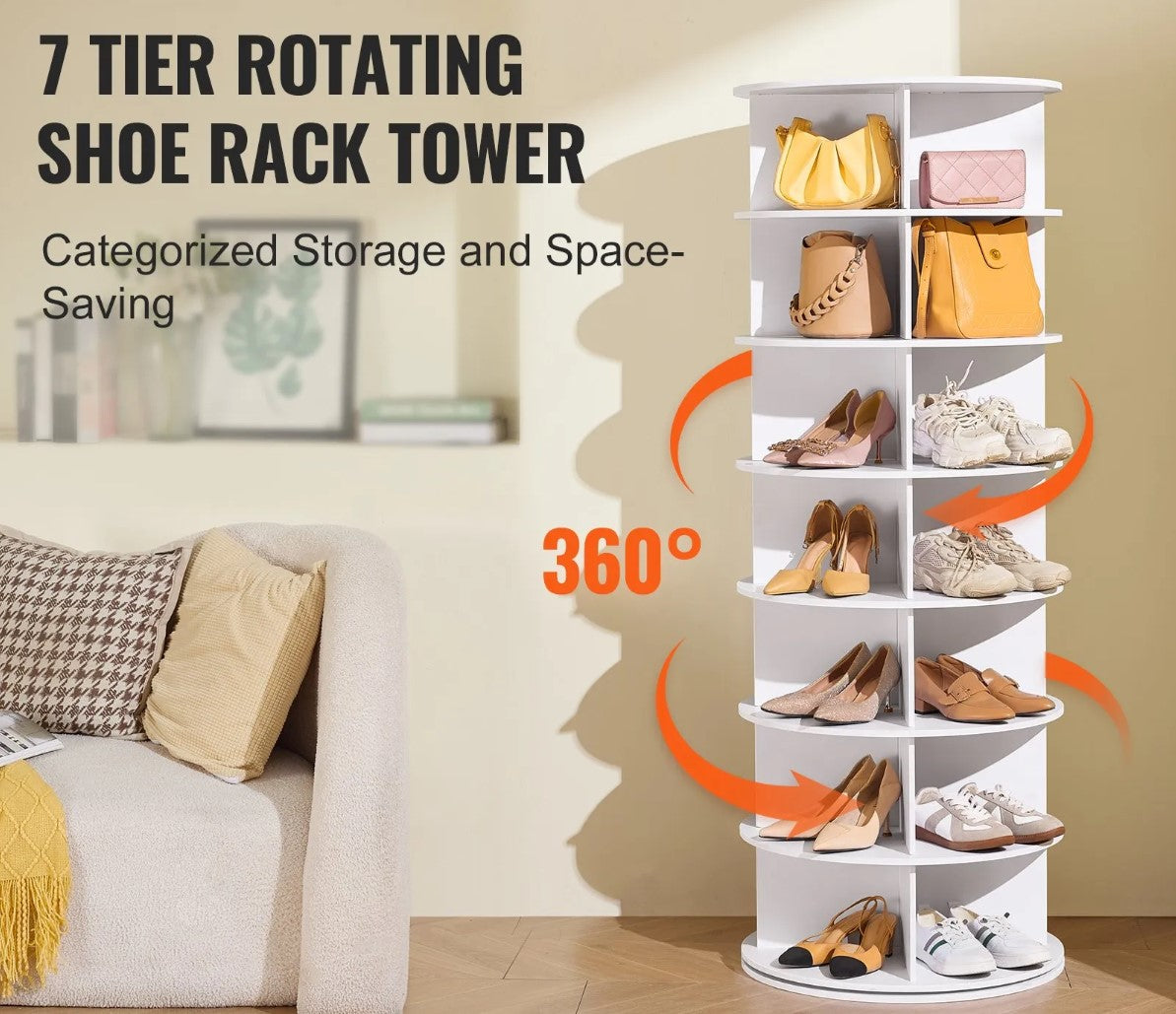 TiedyHome™ 360° ROTATING SHOE RACK TOWER